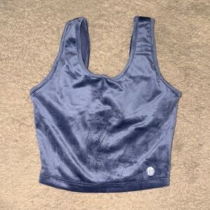 Aerie Velvet Crop Top in Deep Blue
